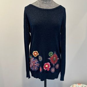 Sparkly Desigual sweater with floral detail